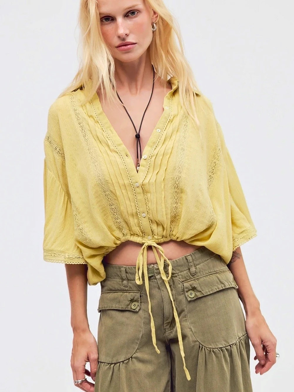 Free People Rainy Days Cropped Blouse
